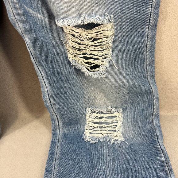 Misslook Bib Overalls Women's Size M Blue Distressed Adjustable Western Normcore - Picture 3 of 16